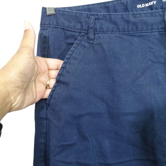 Old Navy Bootcut Stretch Uniform Chino Pants Blue Women Size 12 Adjustable Waist - Picture 2 of 13